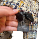 *Isabel Marant Wool Tweed Asymmetric One-Button Fringe Trim Wrap Blazer Jacket, Size FR 36=US 4