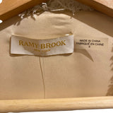 *Ramy Brook Diaz Cotton Tweed Collarless Crew Neck Fringe Trim Lady Jacket, Size 6