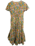 *J. Crew + Liberty Cotton Mini Floral Walk Short Sleeve V-Neck Faux Wrap Midi Dress, Size 4