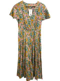 *J. Crew + Liberty Cotton Mini Floral Walk Short Sleeve V-Neck Faux Wrap Midi Dress, Size 4