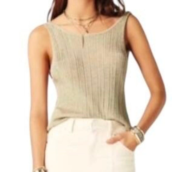 ba&sh Zak Metallic Varigated Rib Knit Scoop Back Tank Top, Size B1=US S