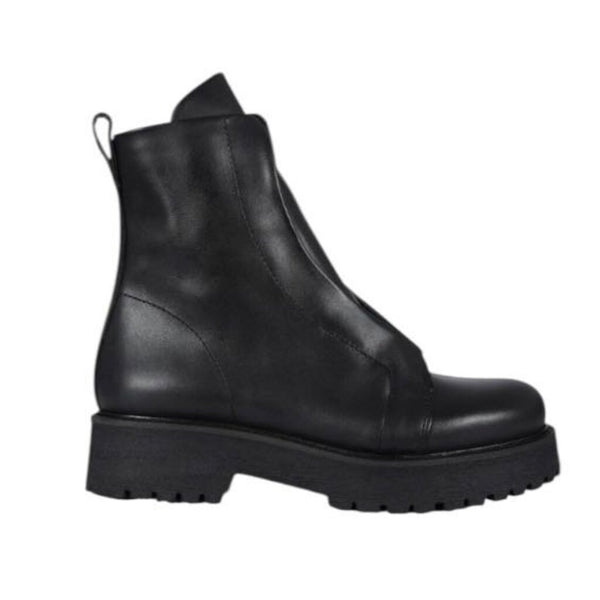 *Patrizia Bonfanti Kuni Leather No Lace Side Zip Lug Sole Combat Ankle Boots,Size 39