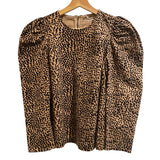 *NWT Ulla Johnson Finn Leopard Cheetah Long Puff Sleeve Crew Neck Top, Size 6