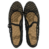 *Loeffler Randall Leonie Crochet Raffia Bow Trim Elastic Mary Jane Strap Ballet Flats, Size 9.5