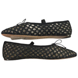 *Loeffler Randall Leonie Crochet Raffia Bow Trim Elastic Mary Jane Strap Ballet Flats, Size 9.5
