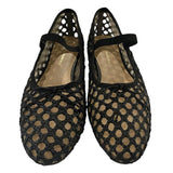 *Loeffler Randall Leonie Crochet Raffia Bow Trim Elastic Mary Jane Strap Ballet Flats, Size 9.5