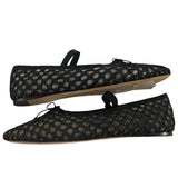 *Loeffler Randall Leonie Crochet Raffia Bow Trim Elastic Mary Jane Strap Ballet Flats, Size 9.5