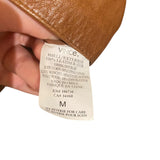 *Vince Leather Whipstitch Inset Trim Collarless Zip Front Jacket, Size M