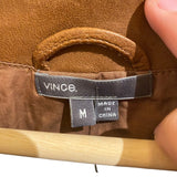 *Vince Leather Whipstitch Inset Trim Collarless Zip Front Jacket, Size M