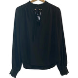 *Veronica Beard Louama Silk Crepe de Chine Long Sleeve Tie-Neck Ruffle Trim Blouse Top, Size 6