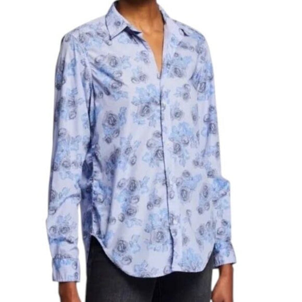 *Frank & Eileen Frank Fit Cotton Floral Long Sleeve Collared V-Neck Button-Up Shirt, Size XS