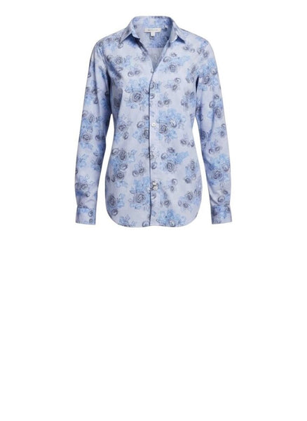 *Frank & Eileen Frank Fit Cotton Floral Long Sleeve Collared V-Neck Button-Up Shirt, Size XS