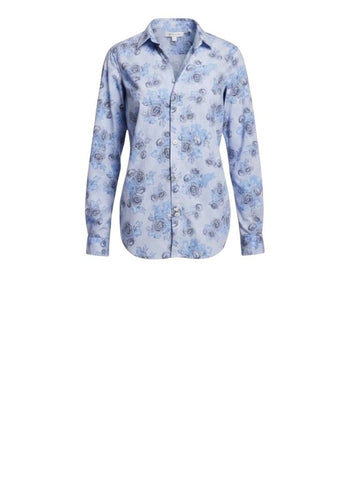 *Frank & Eileen Frank Fit Cotton Floral Long Sleeve Collared V-Neck Button-Up Shirt, Size XS