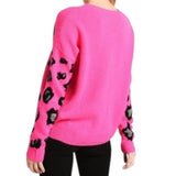 *Autumn Cashmere 100% Cashmere Leopard Front Crew Neck Pullover Sweater, Size XS