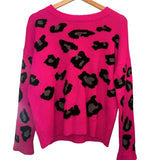 *Autumn Cashmere 100% Cashmere Leopard Front Crew Neck Pullover Sweater, Size XS