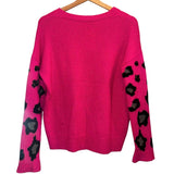 *Autumn Cashmere 100% Cashmere Leopard Front Crew Neck Pullover Sweater, Size XS