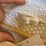 *LoveShackFancy Leni Cotton Wool Embroidered Cable Knit Crew Neck Pullover Sweater, Size XS