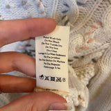 *LoveShackFancy Leni Cotton Wool Embroidered Cable Knit Crew Neck Pullover Sweater, Size XS