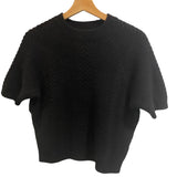 *SPRWMN Cashmere Cable Knit Short Raglan Sleeve High Crew Neck Pullover Sweater, Size M