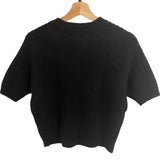 *SPRWMN Cashmere Cable Knit Short Raglan Sleeve High Crew Neck Pullover Sweater, Size M