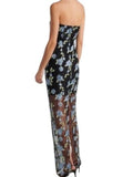 *Rotate Embroidered Flower Mesh Strapless Tube Maxi Dress, Size 4