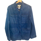 *Nili Lotan Cotton Denim Zip Front Boxy Utility Safari Jacket, Size M