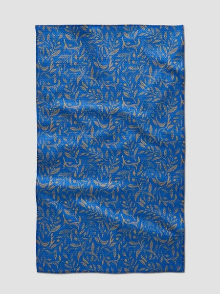 Geometry Hanukkah Leaves Gold Tea Towel