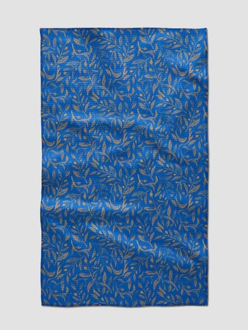 Geometry Hanukkah Leaves Gold Tea Towel