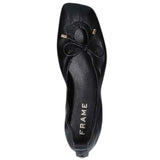 *FRAME Le Sunset Leather Square Toe Open Circle Bow Slip-On Ballet Flats, Size 40