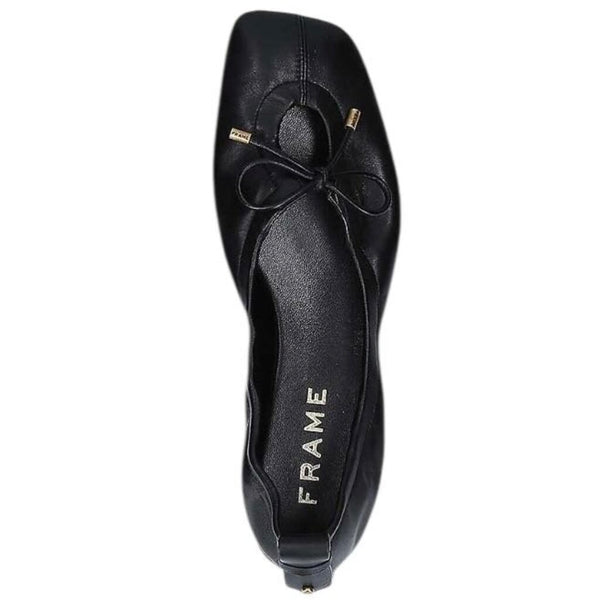 *FRAME Le Sunset Leather Square Toe Open Circle Bow Slip-On Ballet Flats, Size 40