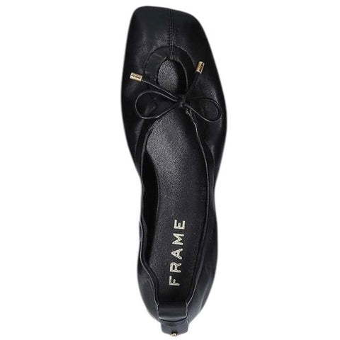 *FRAME Le Sunset Leather Square Toe Open Circle Bow Slip-On Ballet Flats, Size 40
