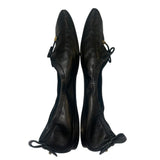 *FRAME Le Sunset Leather Square Toe Open Circle Bow Slip-On Ballet Flats, Size 40