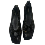 *FRAME Le Sunset Leather Square Toe Open Circle Bow Slip-On Ballet Flats, Size 40