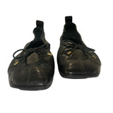 *FRAME Le Sunset Leather Square Toe Open Circle Bow Slip-On Ballet Flats, Size 40