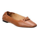 *FRAME Le Collina Leather Square Toe Braided Detail Slip-On Ballet Slipper Flats, Size 40