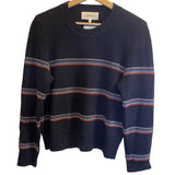 *THE GREAT. The Shrunken Ribbon Stripe Crew Neck Pullover Sweater, Size TG 2=US M