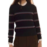 *THE GREAT. The Shrunken Ribbon Stripe Crew Neck Pullover Sweater, Size TG 2=US M