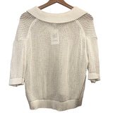 *Velvet by G&S York Cotton & Cashmere Open Stitch Short Sleeve Polo Pullover Sweater, Size S