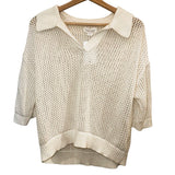 *Velvet by G&S York Cotton & Cashmere Open Stitch Short Sleeve Polo Pullover Sweater, Size S
