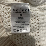 *Velvet by G&S York Cotton & Cashmere Open Stitch Short Sleeve Polo Pullover Sweater, Size S