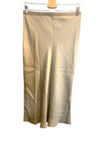 *Anine Bing Erin Silk Charmeuse Solid Pull-On Side Slit Midi Slip Skirt, Size L