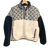 *THE GREAT. Outdoors The Plush Terrain Floral & Fleece Half-Zip Sherpa Pullover Jacket, Size S