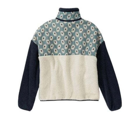 *THE GREAT. Outdoors The Plush Terrain Floral & Fleece Half-Zip Sherpa Pullover Jacket, Size S