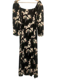 *ba&sh Elonor Floral 3/4 Sleeve Square Neck Midi Dress, Size B 1=US 4