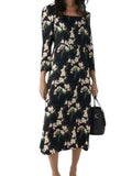 *ba&sh Elonor Floral 3/4 Sleeve Square Neck Midi Dress, Size B 1=US 4