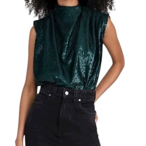 *Amanda Uprichard Middleton Ansella Burnout Sleeveless High Neck Tie-Back Top, Size L