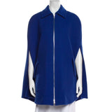 *Emilio Pucci Wool & Cashmere Sleeveless Collared Zip-Up Side Slits Poncho Cape Coat, Size 6