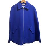 *Emilio Pucci Wool & Cashmere Sleeveless Collared Zip-Up Side Slits Poncho Cape Coat, Size 6