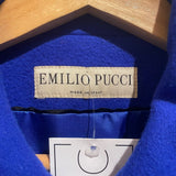 *Emilio Pucci Wool & Cashmere Sleeveless Collared Zip-Up Side Slits Poncho Cape Coat, Size 6