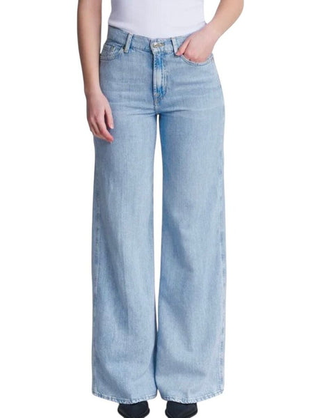 *7 For All Mankind Lotta Cotton & Linen Faded High-Rise Wide Leg Jeans, Size 28 (6)